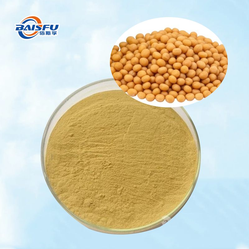 Baisfu Natural Natto Extract Powder high quality brownish yellow fine powder Isoflavone 10%, 20%, 40% use in cosmetic and health care products