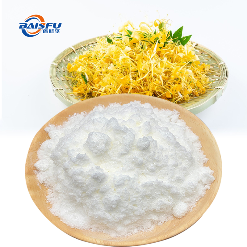 Baisfu Pure Natural Extract Honeysuckle Flower P.E High Quality White Fine Powder for Food and Cosmetic